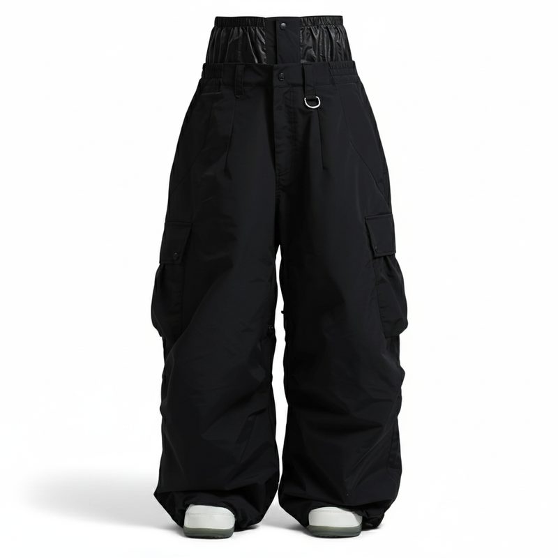 Men's Baggy Insulated Waterproof Snowboard Pants with Cargo Pockets and Gaiters
