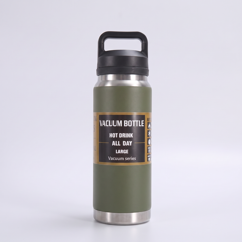 Insulated Stainless Steel Water Bottle with Carry Handle and Wide Mouth