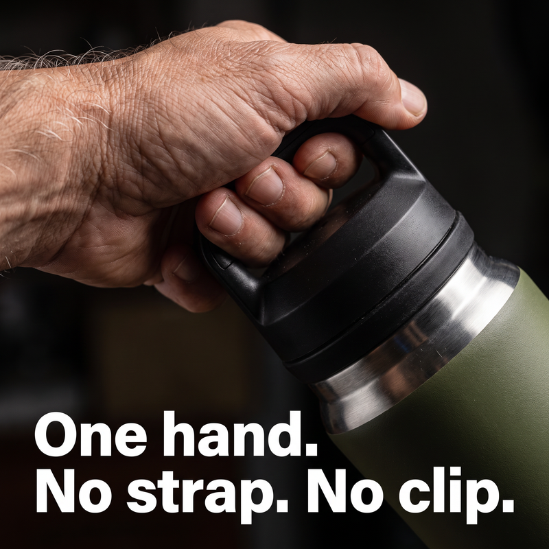 Insulated Stainless Steel Water Bottle with Carry Handle and Wide Mouth