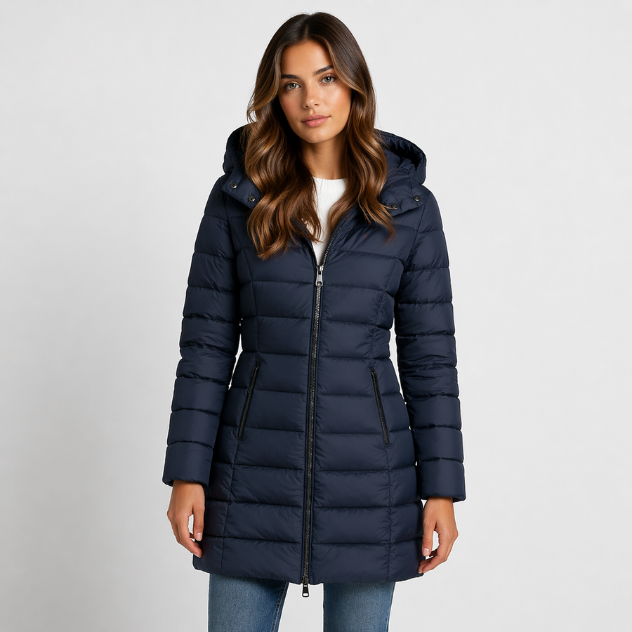 Women's Lightweight Quilted Puffer Jacket | Stylish Hooded Mid-Thigh Coat 3