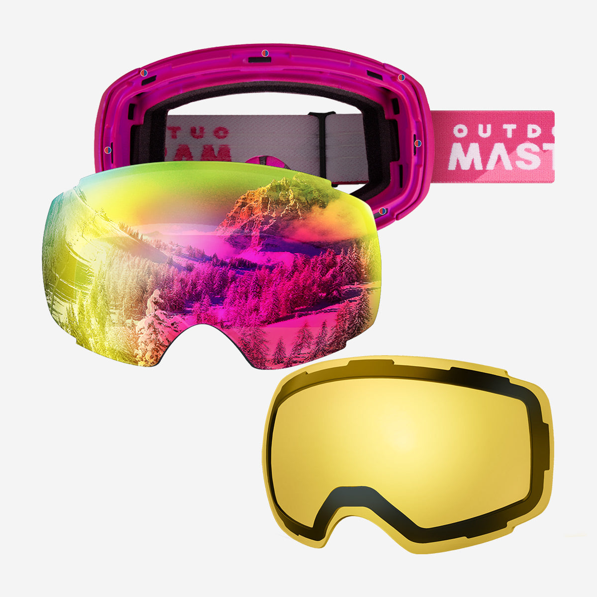 Women's Magnetic Ski Goggles with Photochromic Anti Fog Lens and Extra Lens