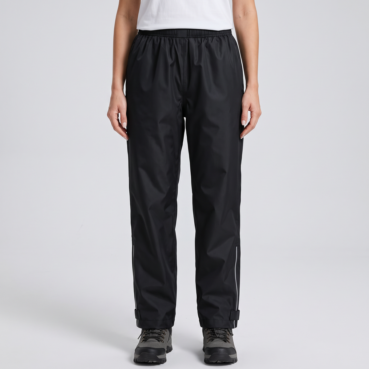 Women's Lightweight Rain Trousers with Zip Pockets and Reflective Leg Strips