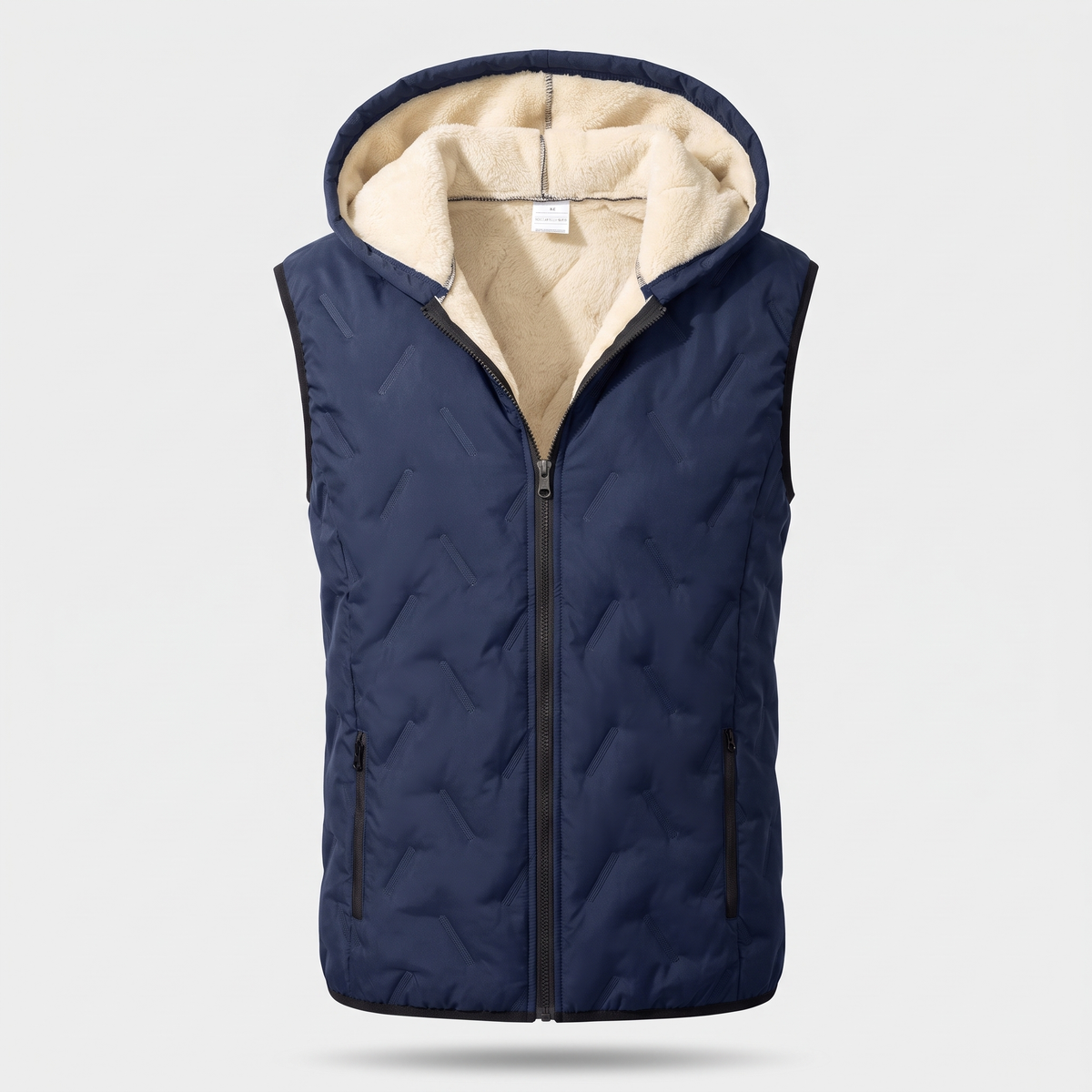 Men's Quilted Hooded Vest with Sherpa Fleece Lining