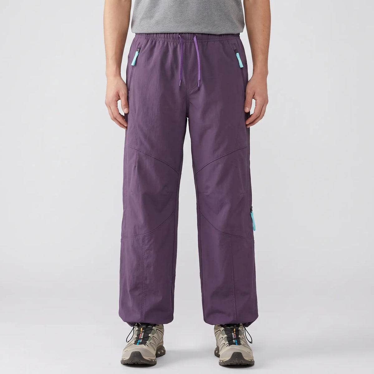 Women's Water Repellent Softshell Wide Leg Trail Trousers with Zip Pockets
