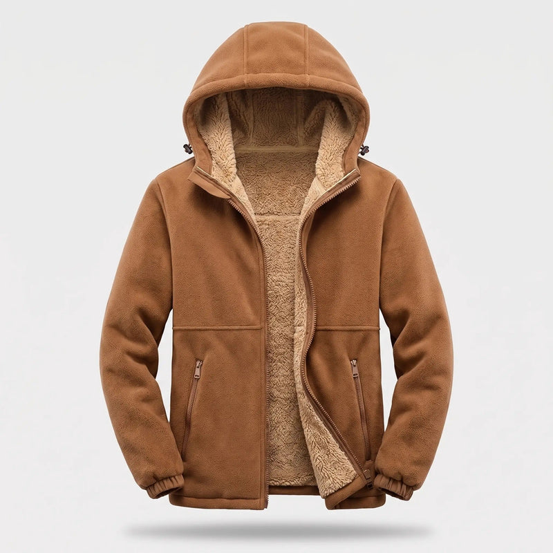 Men's Hooded Sherpa Lined Fleece Jacket with Zip Pockets