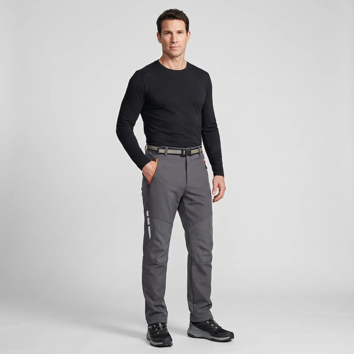 Men's Insulated Softshell Hiking Pants With Fleece Lining And Reinforced Knees