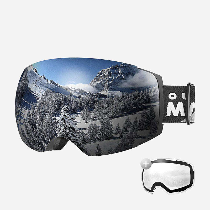 Women's Magnetic Ski Goggles with Photochromic Anti Fog Lens and Extra Lens