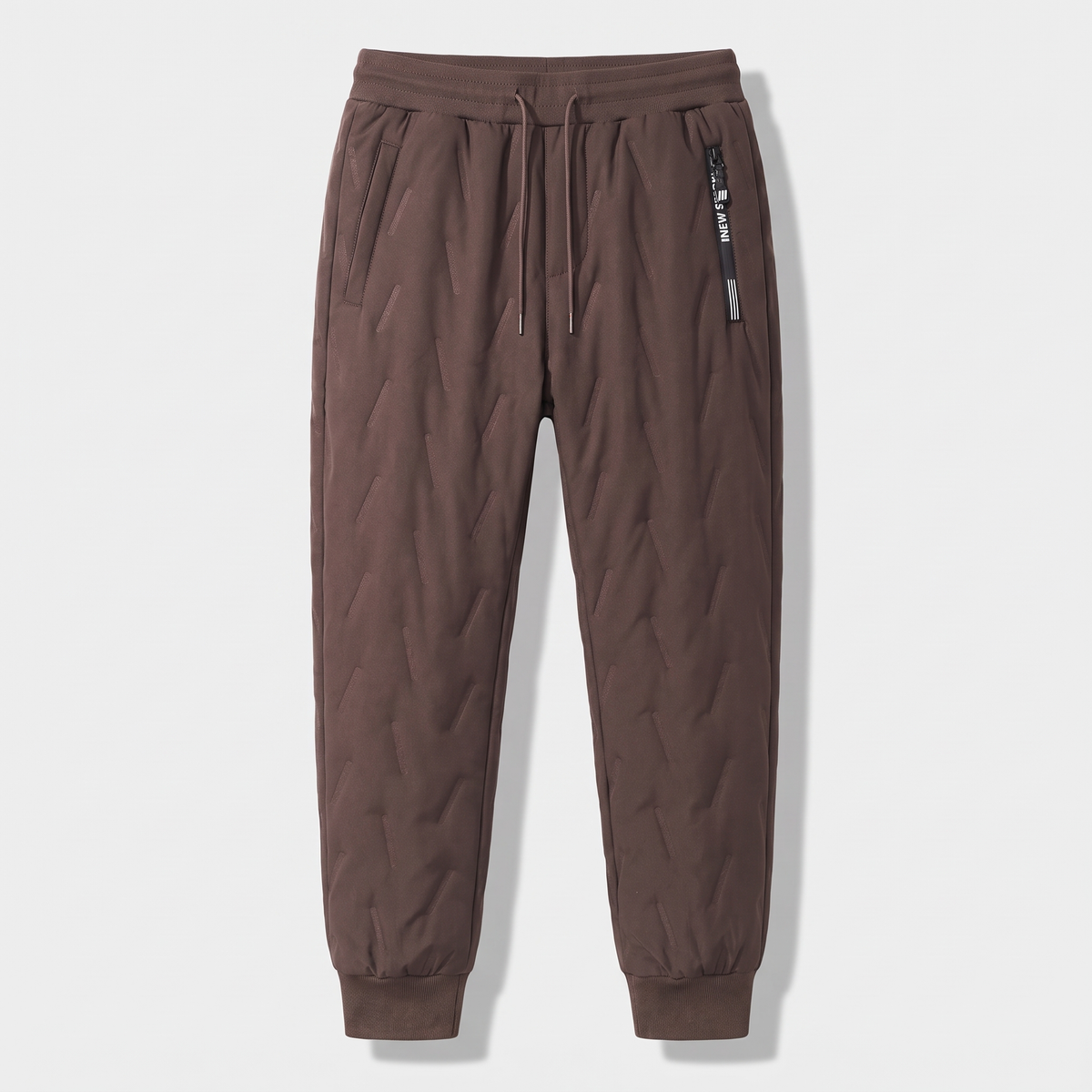 Men’s Sherpa Fleece-Lined Joggers with Elastic Waist and Ribbed Ankle Cuffs