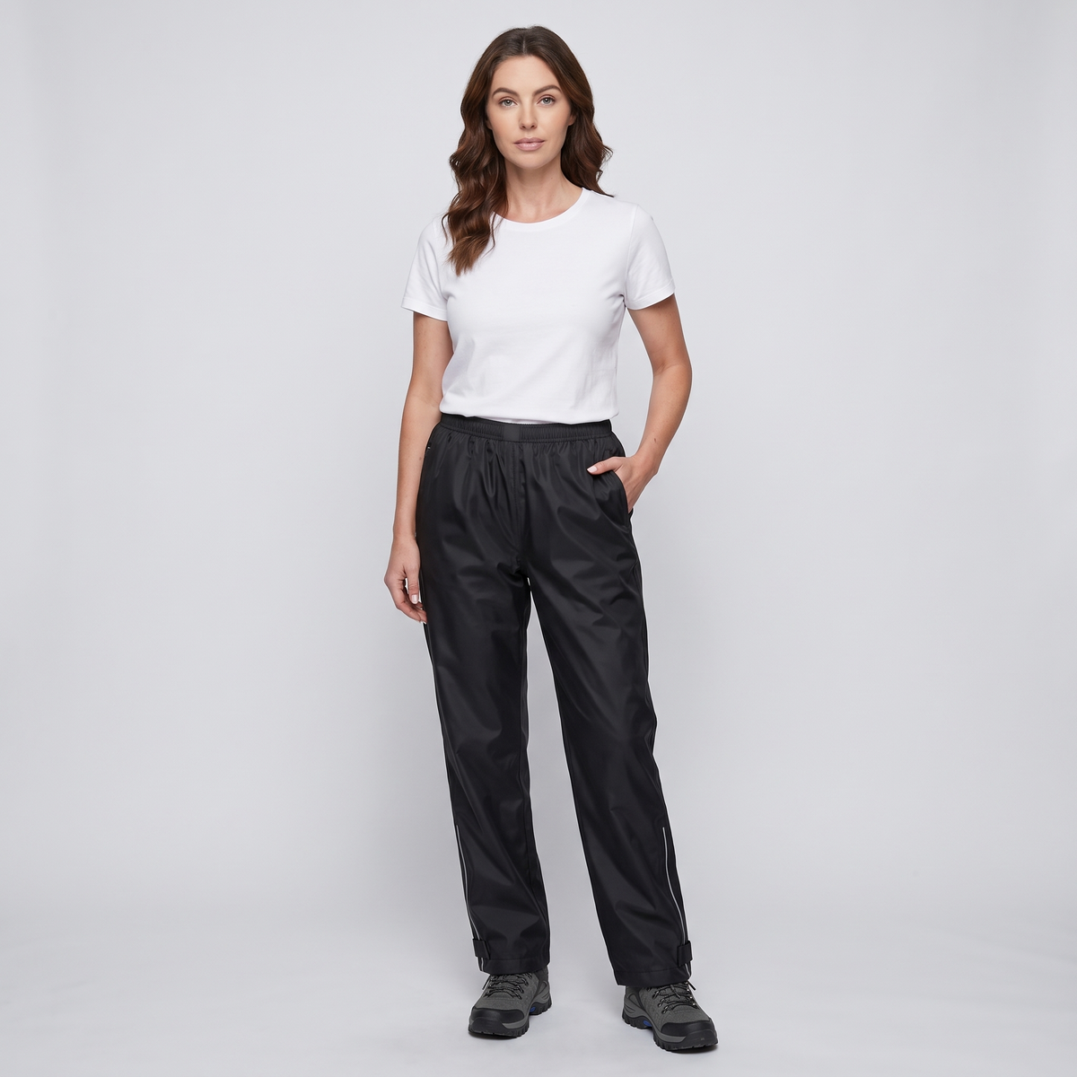 Women's Lightweight Rain Trousers with Zip Pockets and Reflective Leg Strips