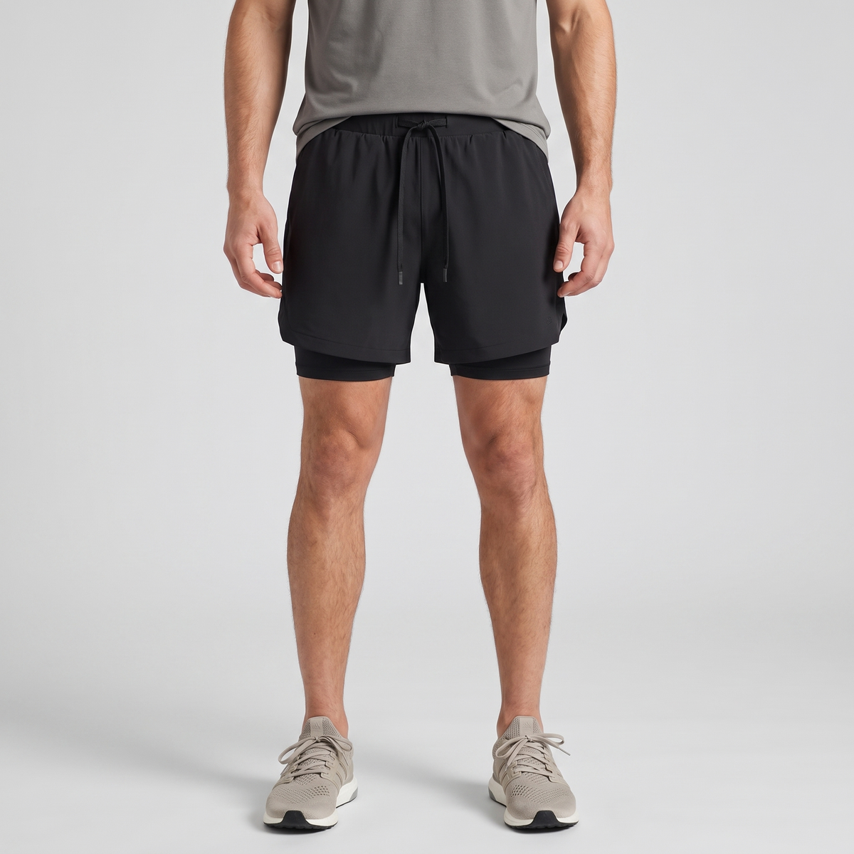 Men's 2 In 1 Running Shorts With Compression Liner And Phone Pocket