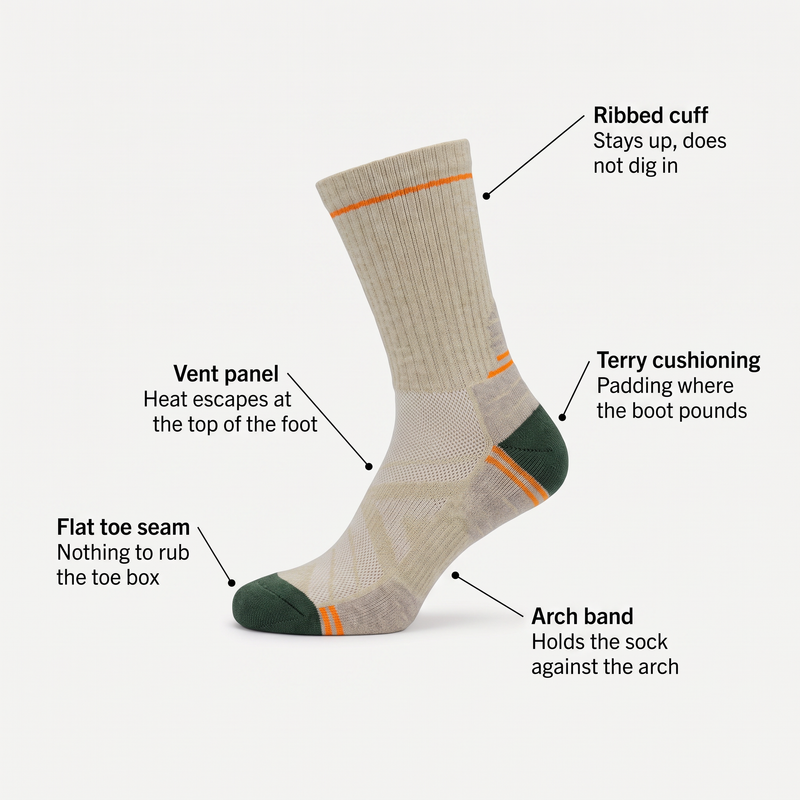 Men's Wool Blend Hiking Socks with Cushioned Sole and Arch Support