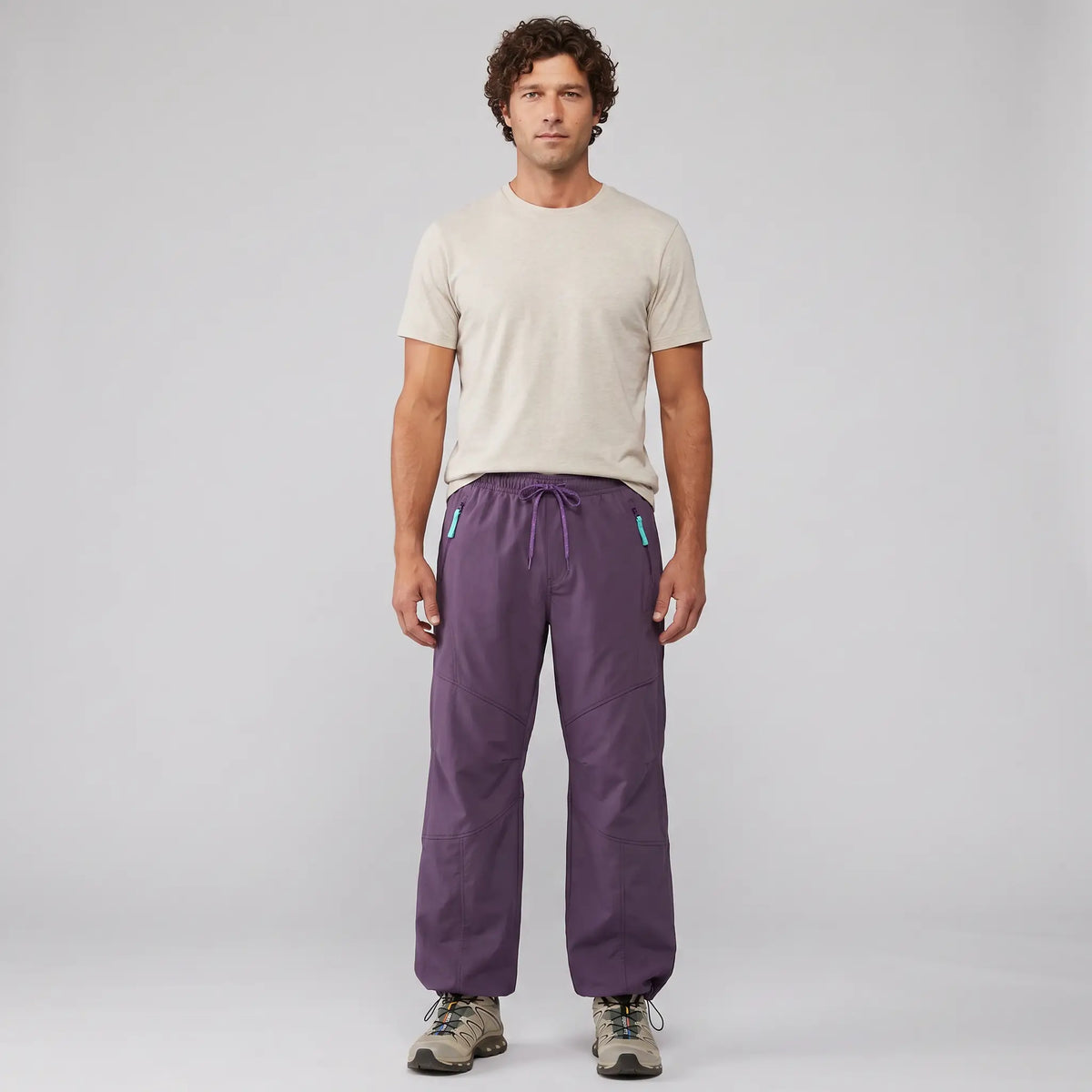 Women's Water Repellent Softshell Wide Leg Trail Trousers with Zip Pockets