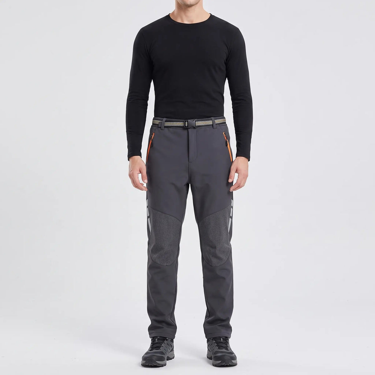 Men's Insulated Softshell Hiking Pants With Fleece Lining And Reinforced Knees