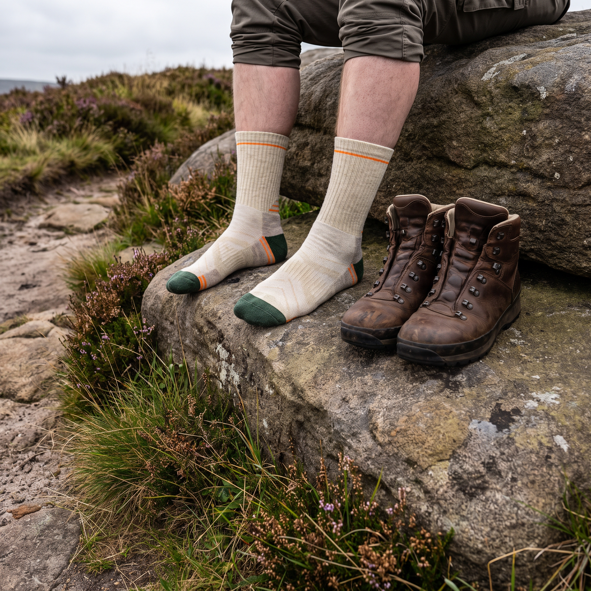 Men's Wool Blend Hiking Socks with Cushioned Sole and Arch Support