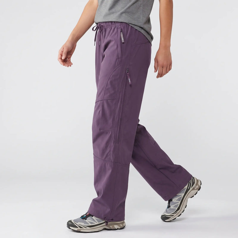 Women's Water Repellent Softshell Wide Leg Trail Trousers with Zip Pockets