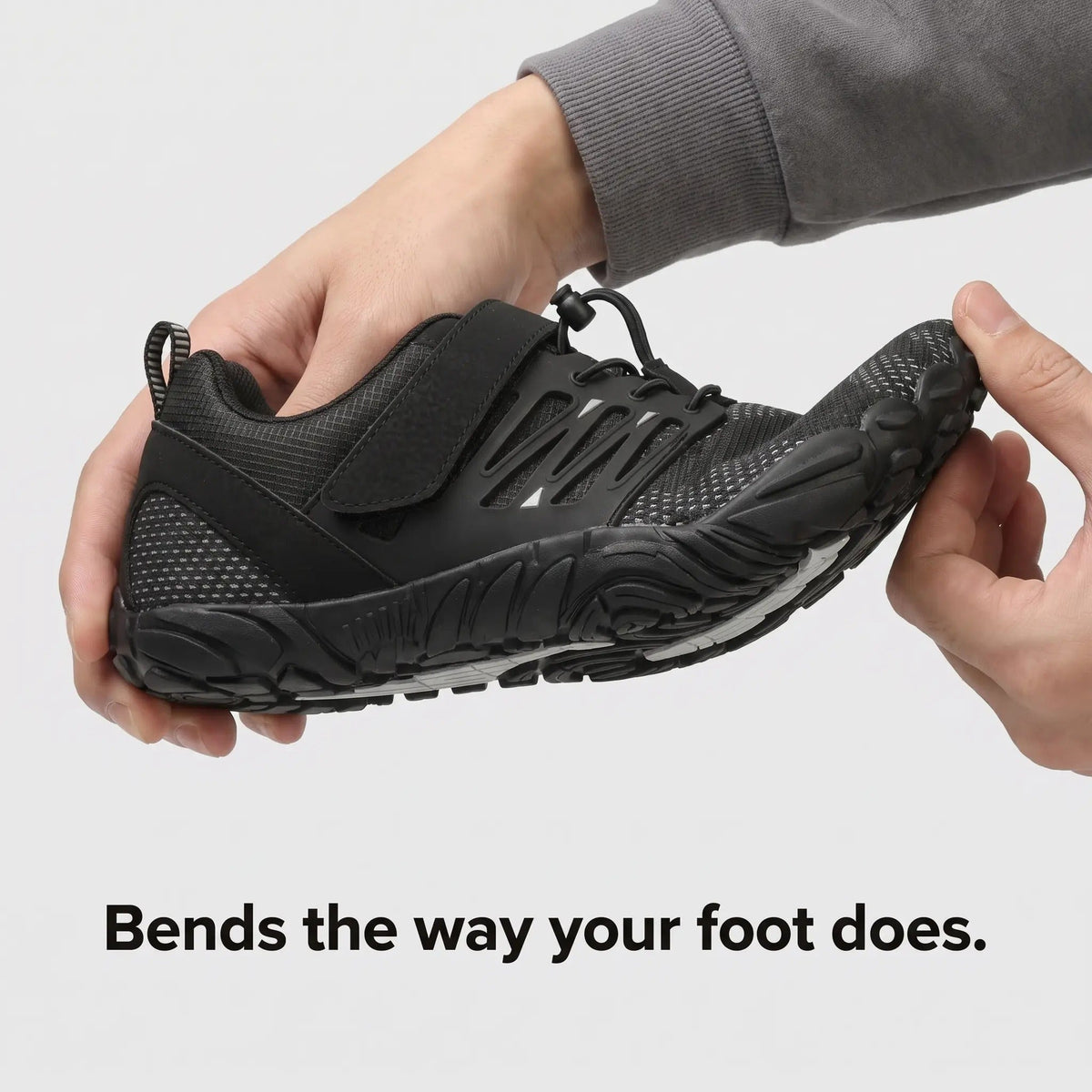 Men's Wide Toe Box Barefoot Shoes with Flexible Sole and Quick Pull Lace