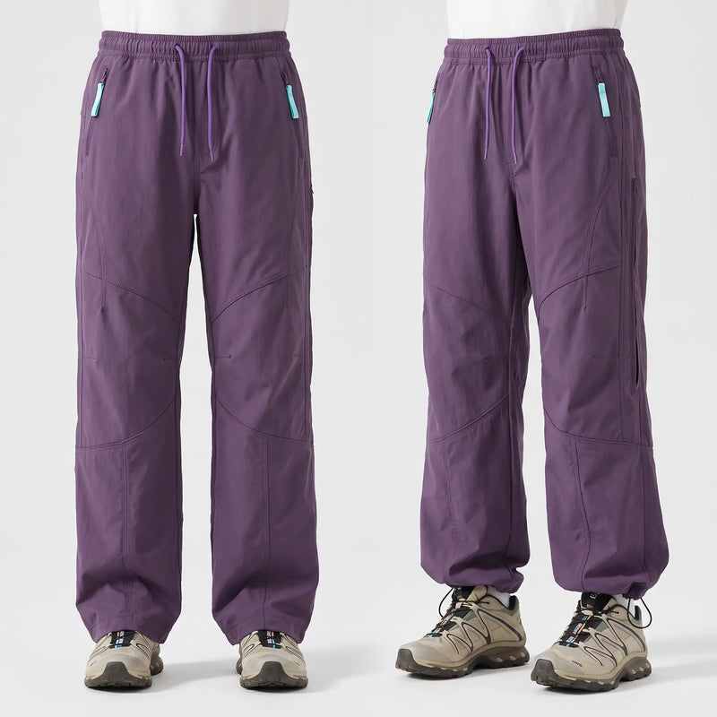 Women's Water Repellent Softshell Wide Leg Trail Trousers with Zip Pockets