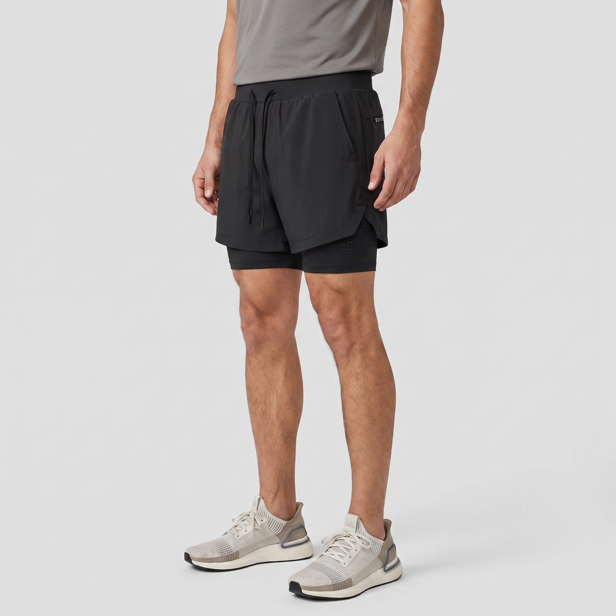 Men's 2 In 1 Running Shorts With Compression Liner And Phone Pocket