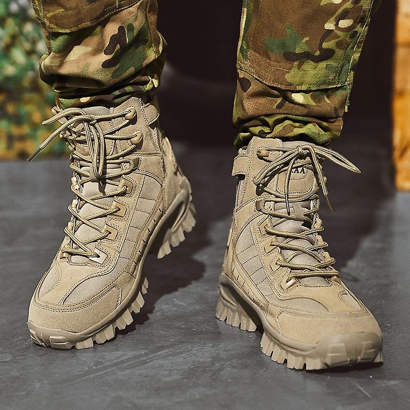 Men's High Top Tactical Boots with Non Slip Lug Sole and Lace Up