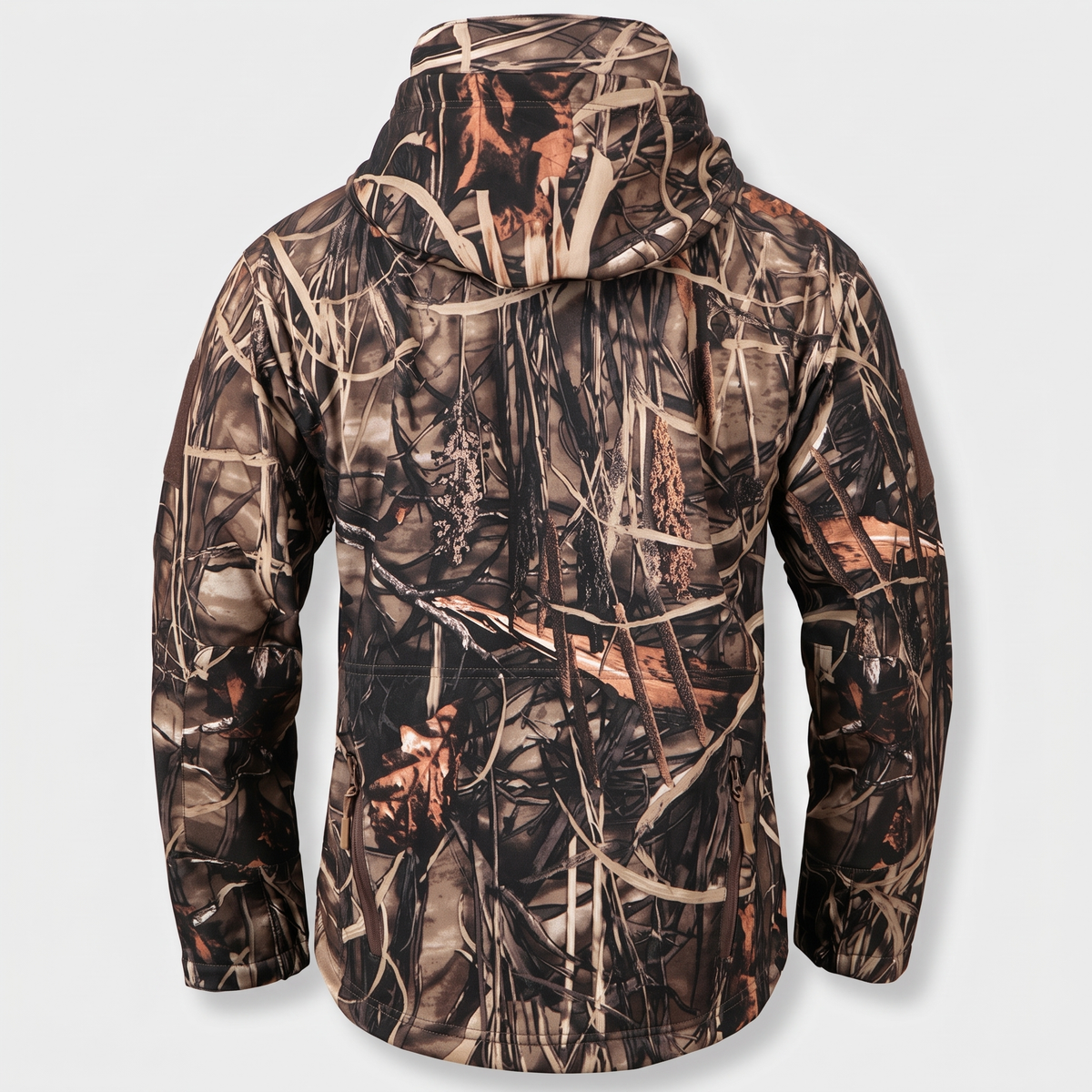 Men's Camo Fleece Lined Softshell Jacket with Hood
