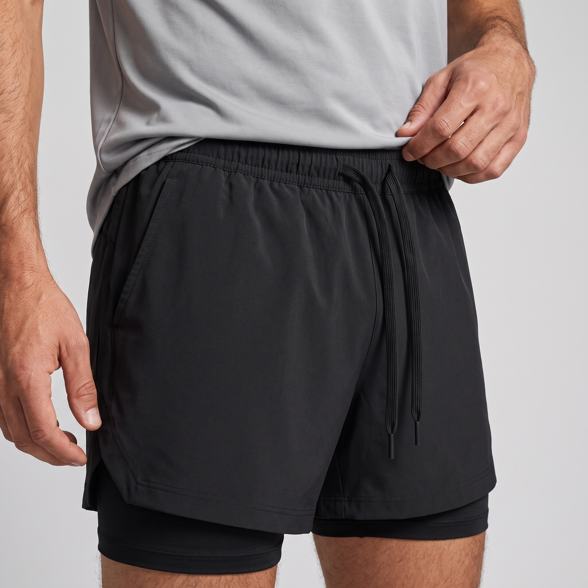Men's 2 In 1 Running Shorts With Compression Liner And Phone Pocket