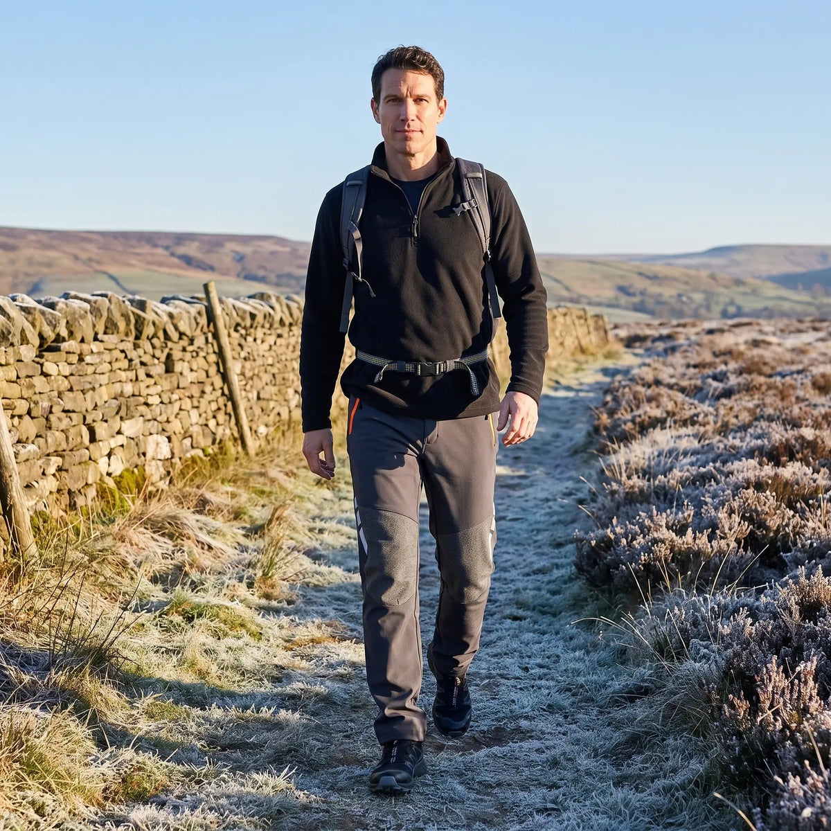 Men's Insulated Softshell Hiking Pants With Fleece Lining And Reinforced Knees