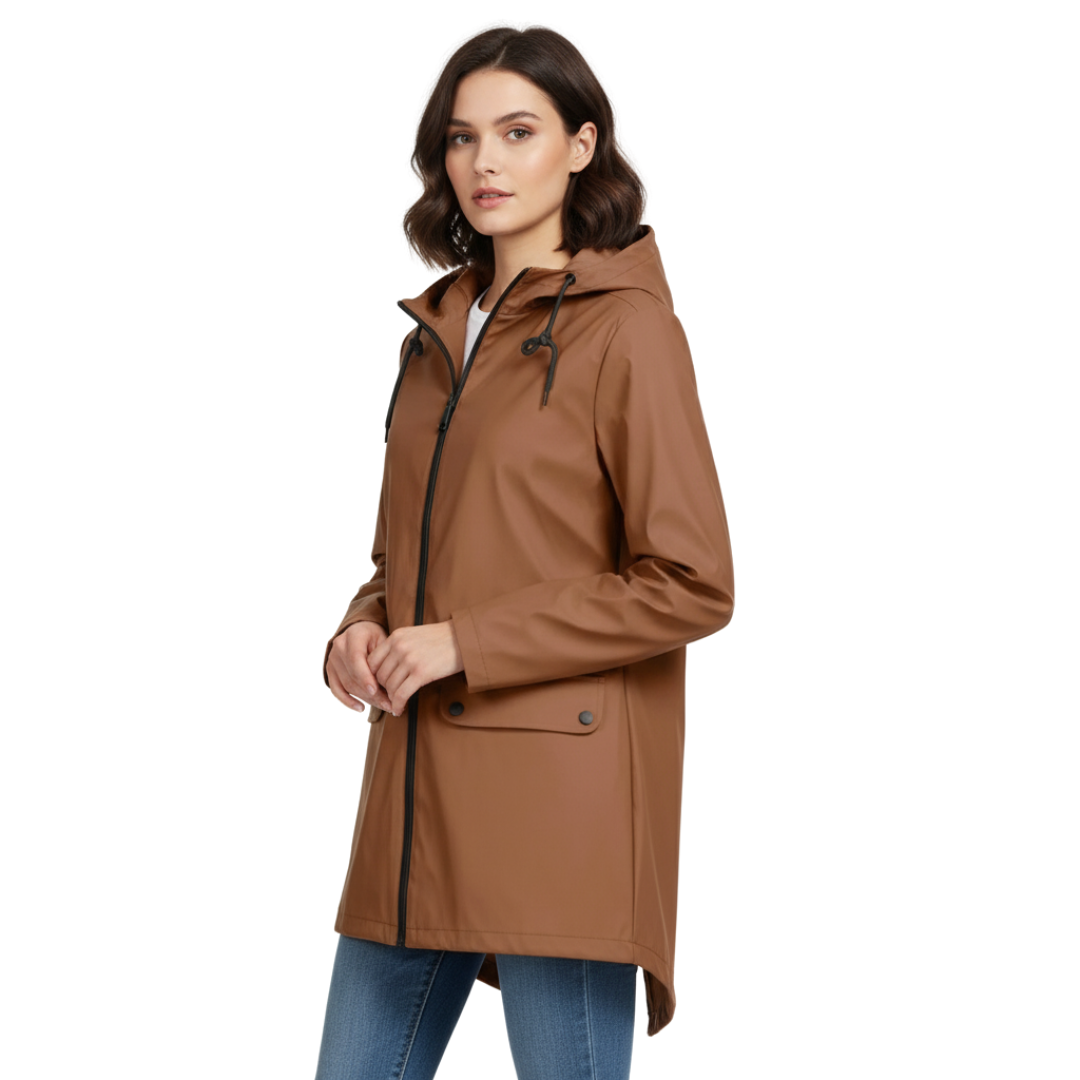 Women's Long Waterproof Windproof Hooded Raincoat