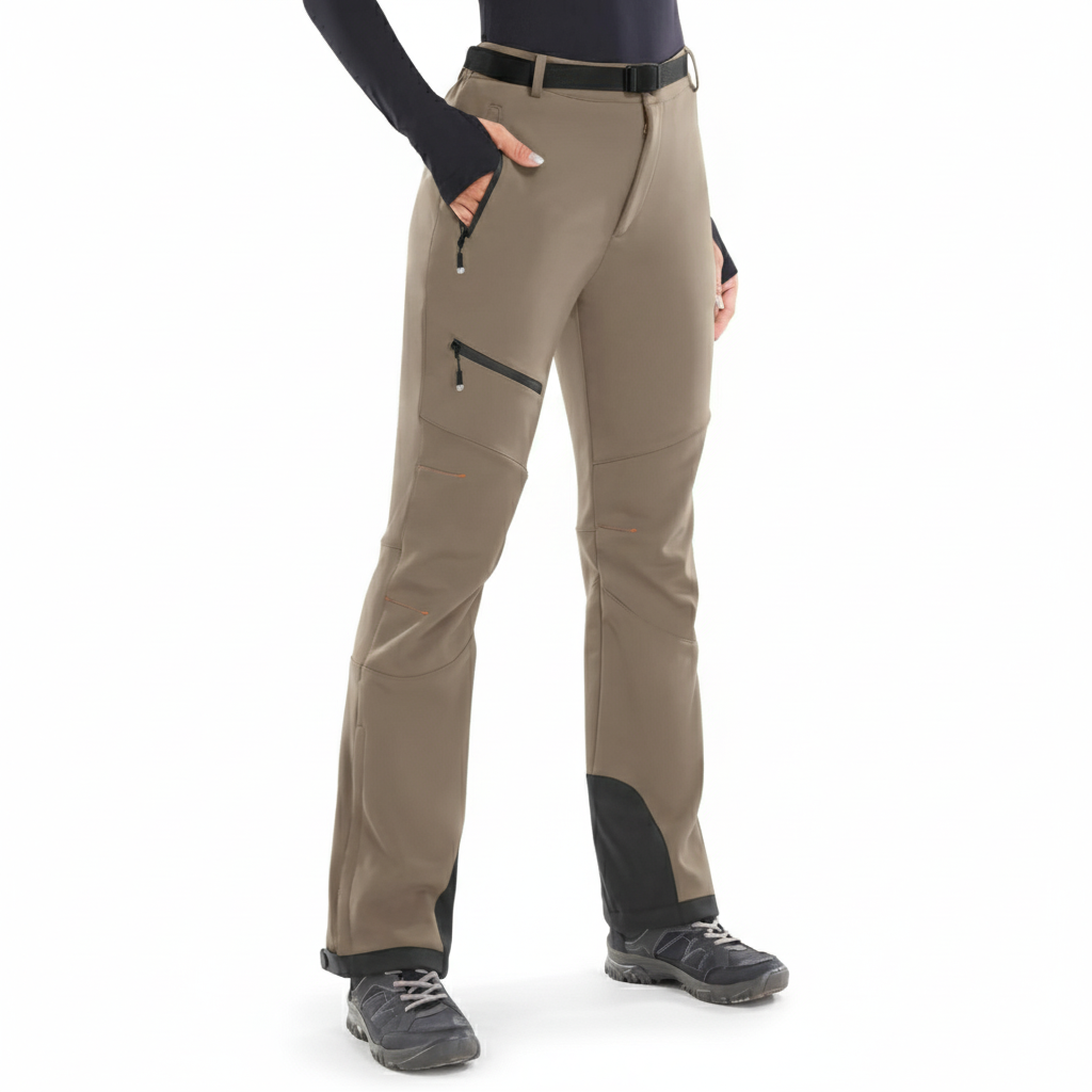 Women's Waterproof Insulated Ski Pants with Fleece Lining and Ankle Zippers