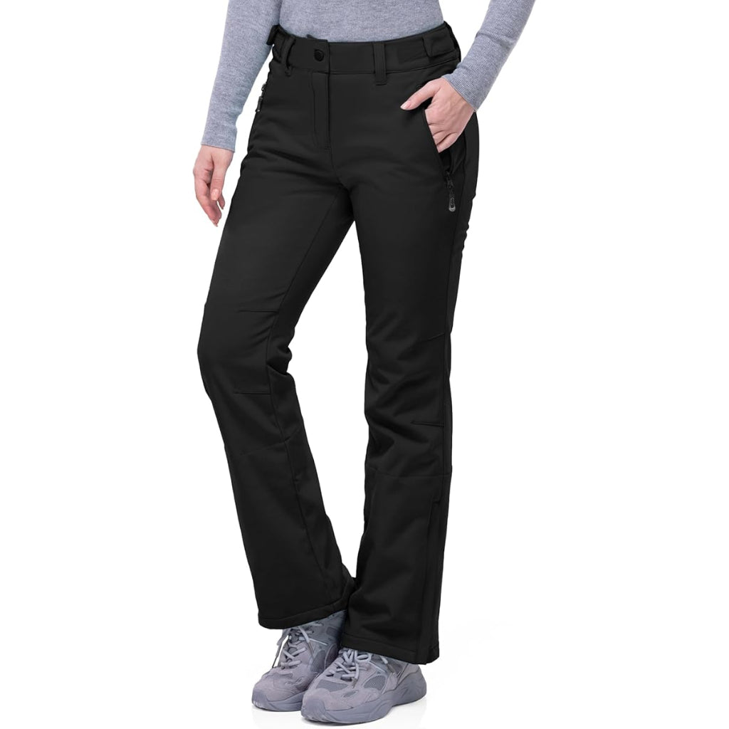 Women's Waterproof Softshell Snow Pants with Fleece Lining and Zip Pockets