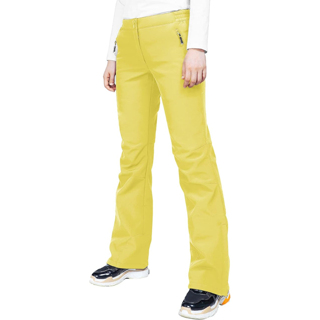 Women's Waterproof Softshell Snow Pants with Fleece Lining and Zip Pockets