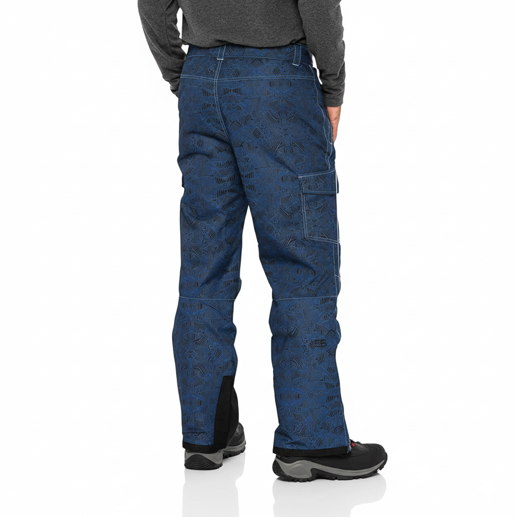 Men's Waterproof Insulated Cargo Snow Pants with Camo Print and Boot Gaiters