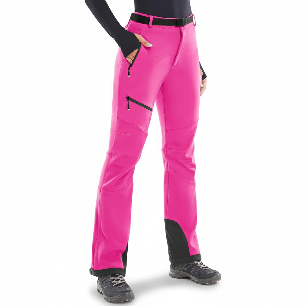 Women's Waterproof Insulated Ski Pants with Fleece Lining and Ankle Zippers
