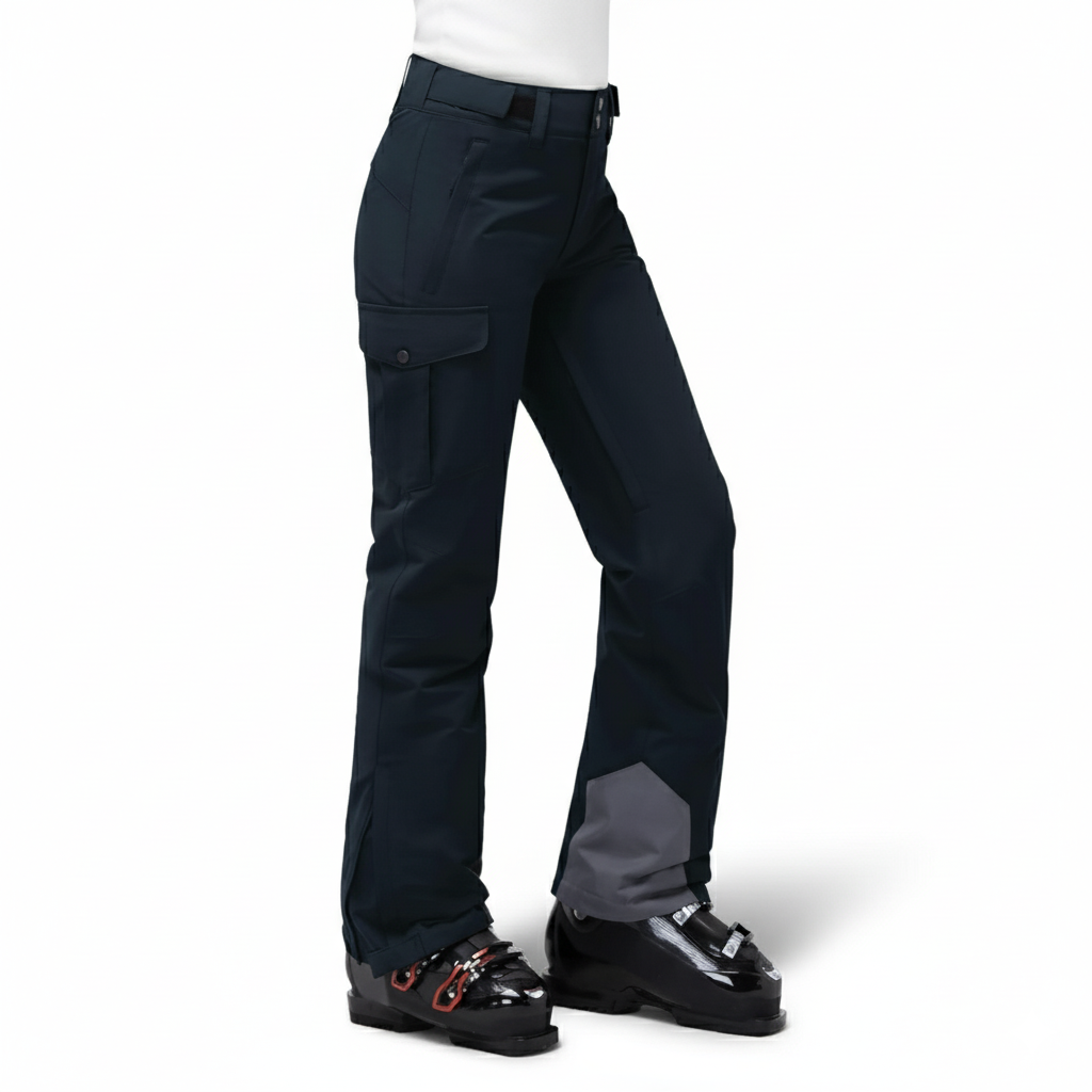 Women's Insulated Waterproof Ski Pants with Cargo Pockets and Boot Gaiters