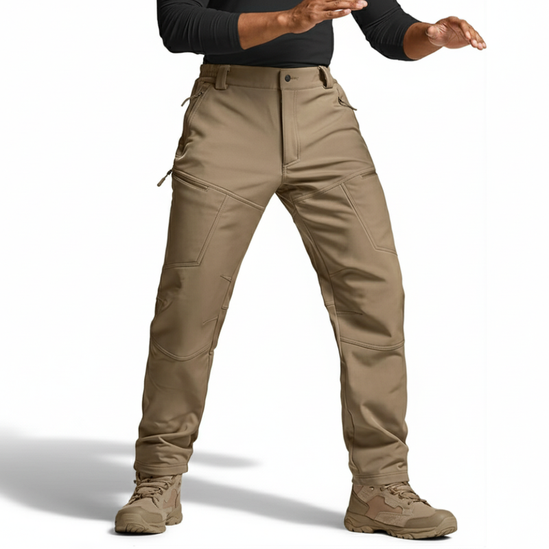 Men's Waterproof Softshell Ski Pants with Zip Pockets and Articulated Knees