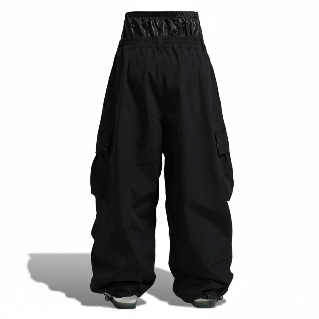 Men's Baggy Insulated Waterproof Snowboard Pants with Cargo Pockets and Gaiters
