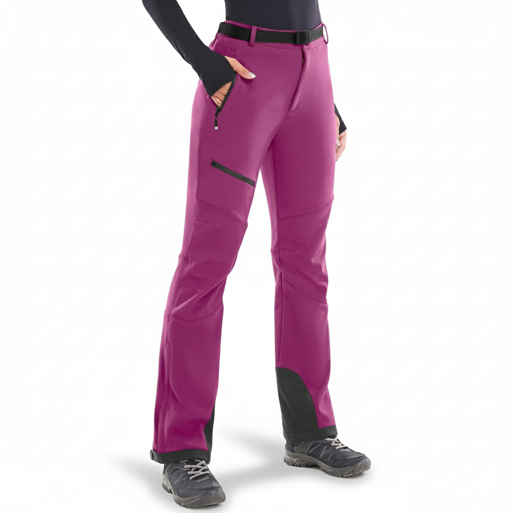 Women's Waterproof Insulated Ski Pants with Fleece Lining and Ankle Zippers