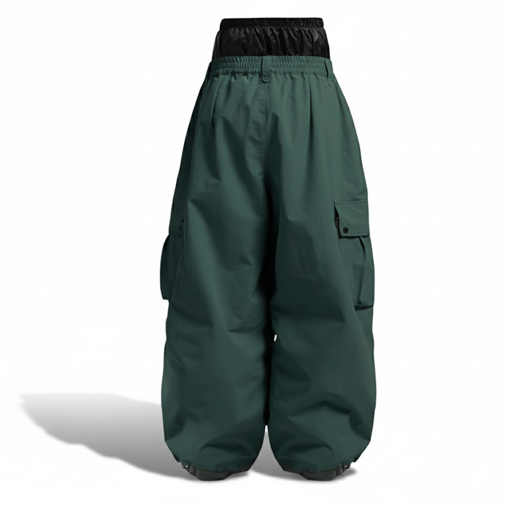 Men's Baggy Insulated Waterproof Snowboard Pants with Cargo Pockets and Gaiters
