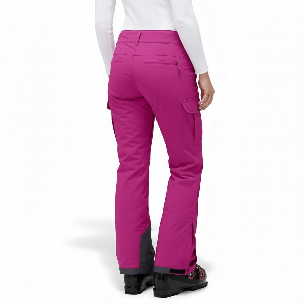 Women's Insulated Waterproof Ski Pants with Cargo Pockets and Boot Gaiters