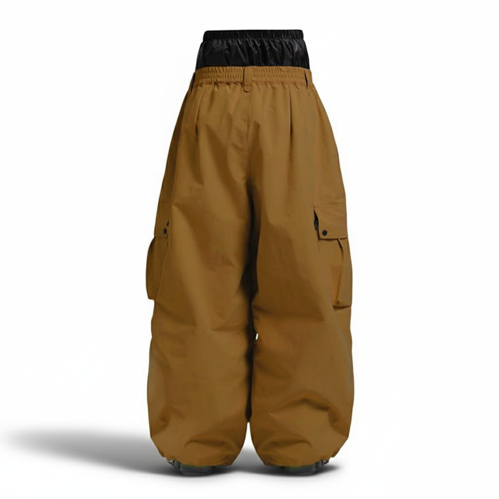 Men's Baggy Insulated Waterproof Snowboard Pants with Cargo Pockets and Gaiters