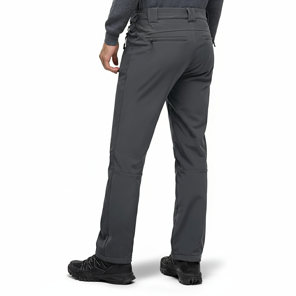 Men's Insulated Waterproof Softshell Pants with Fleece Lining and Zip Pockets