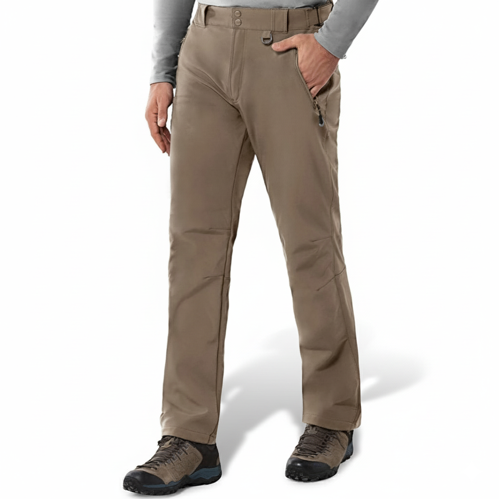Men's Waterproof Fleece Lined Softshell Pants with Zip Pockets