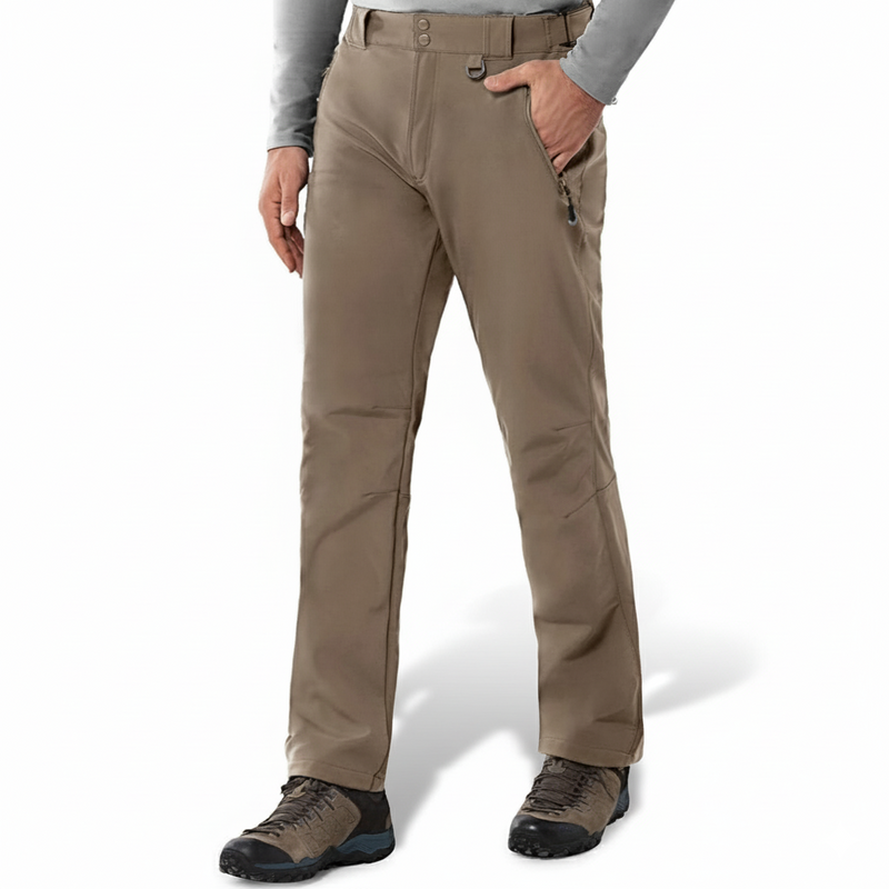 Men's Insulated Waterproof Softshell Pants with Fleece Lining and Zip Pockets