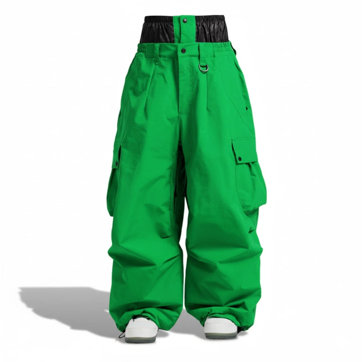 Men's Baggy Insulated Waterproof Snowboard Pants with Cargo Pockets and Gaiters