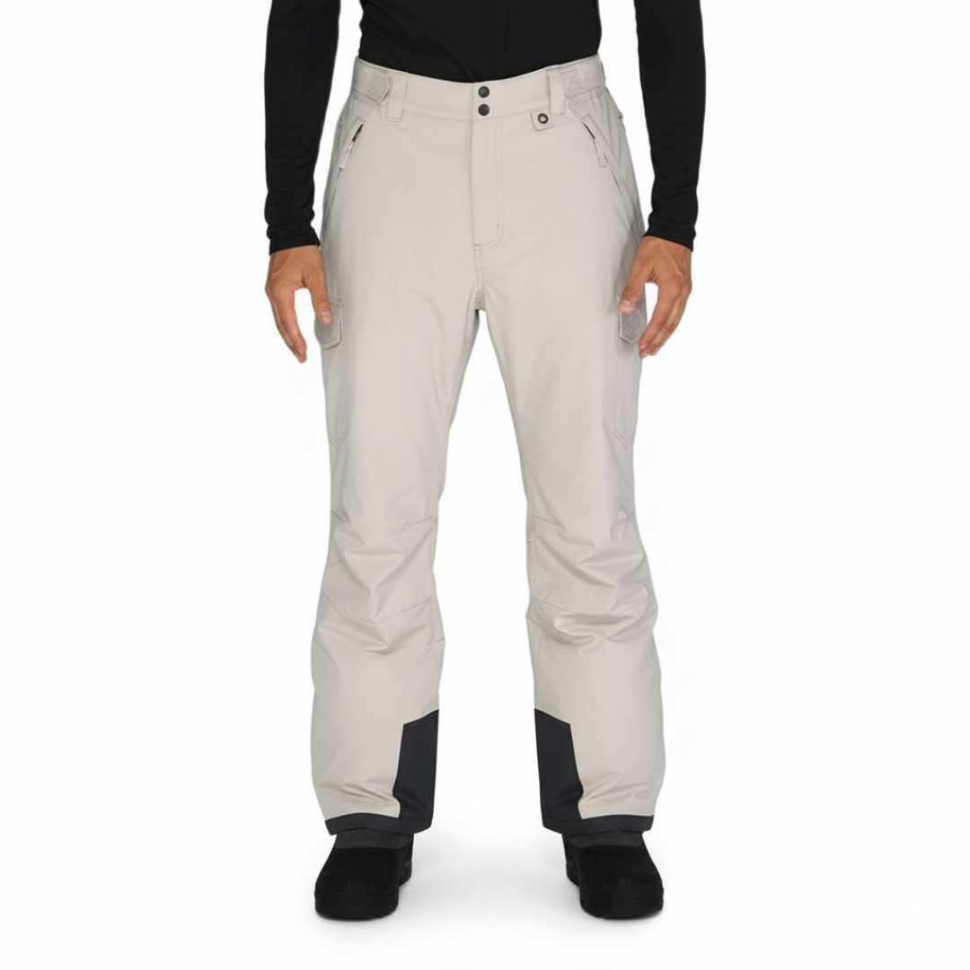 Men's Water Resistant Cargo Snow Pants with Zip Pockets and Reinforced Cuffs
