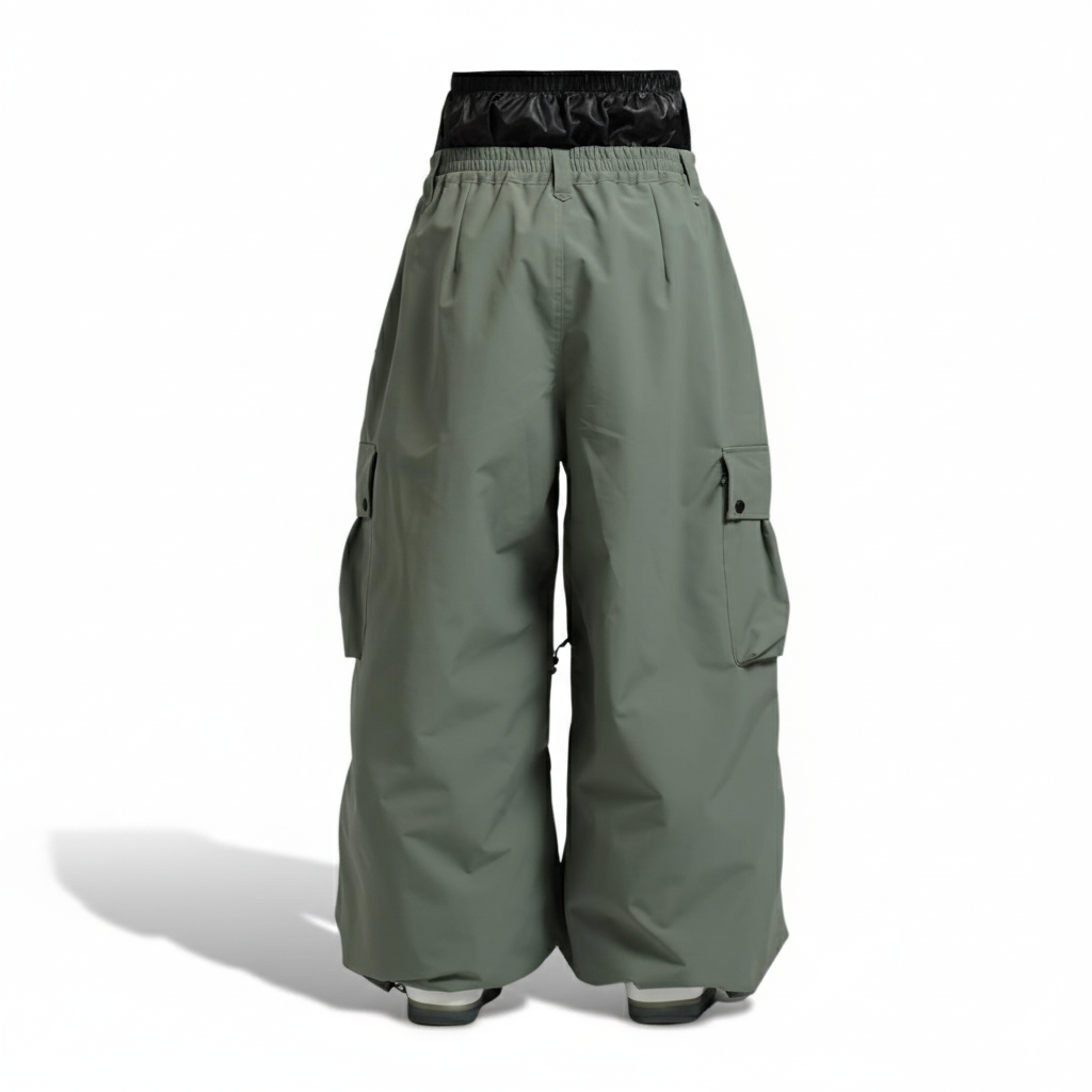 Men's Baggy Insulated Waterproof Snowboard Pants with Cargo Pockets and Gaiters
