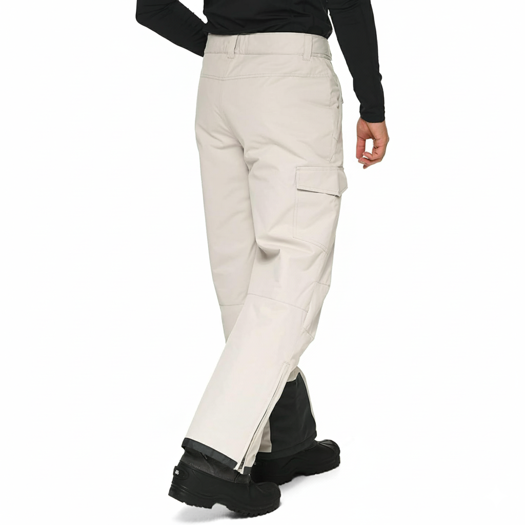 Men's Water Resistant Cargo Snow Pants with Zip Pockets and Reinforced Cuffs