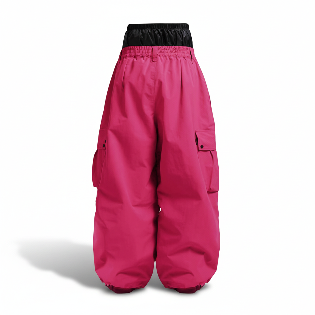 Men's Baggy Insulated Waterproof Snowboard Pants with Cargo Pockets and Gaiters