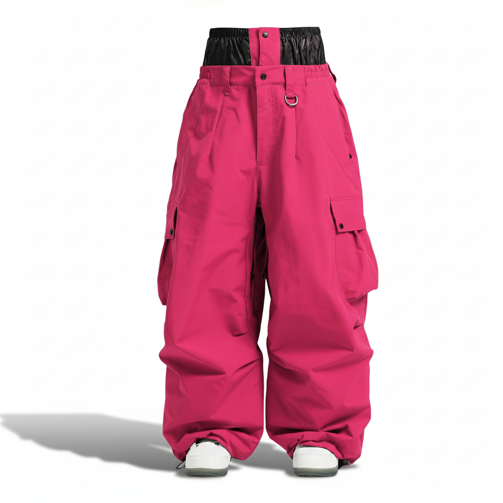 Men's Baggy Insulated Waterproof Snowboard Pants with Cargo Pockets and Gaiters