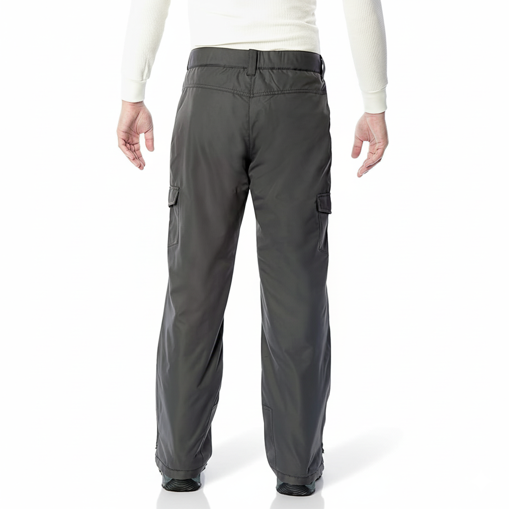 Men's Water Resistant Cargo Snow Pants with Zip Pockets and Reinforced Cuffs