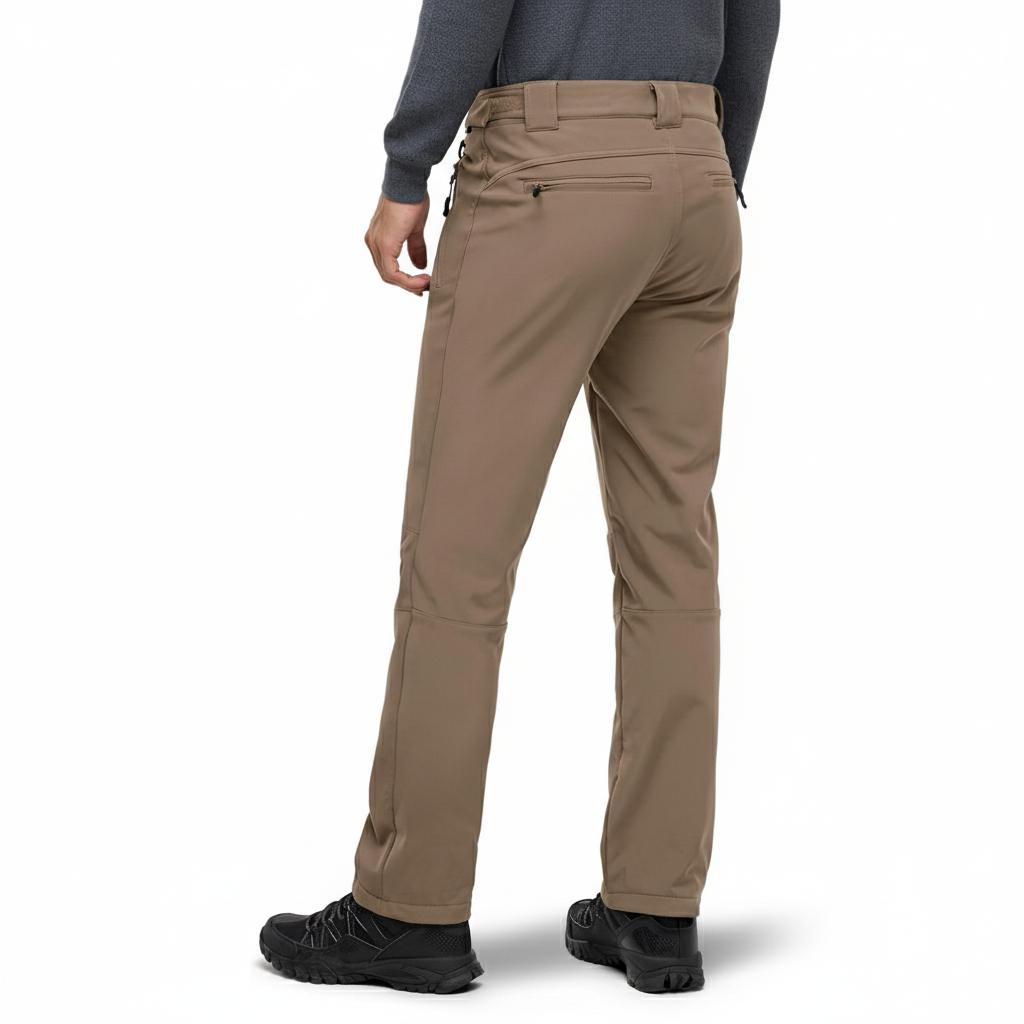 Men's Insulated Waterproof Softshell Pants with Fleece Lining and Zip Pockets